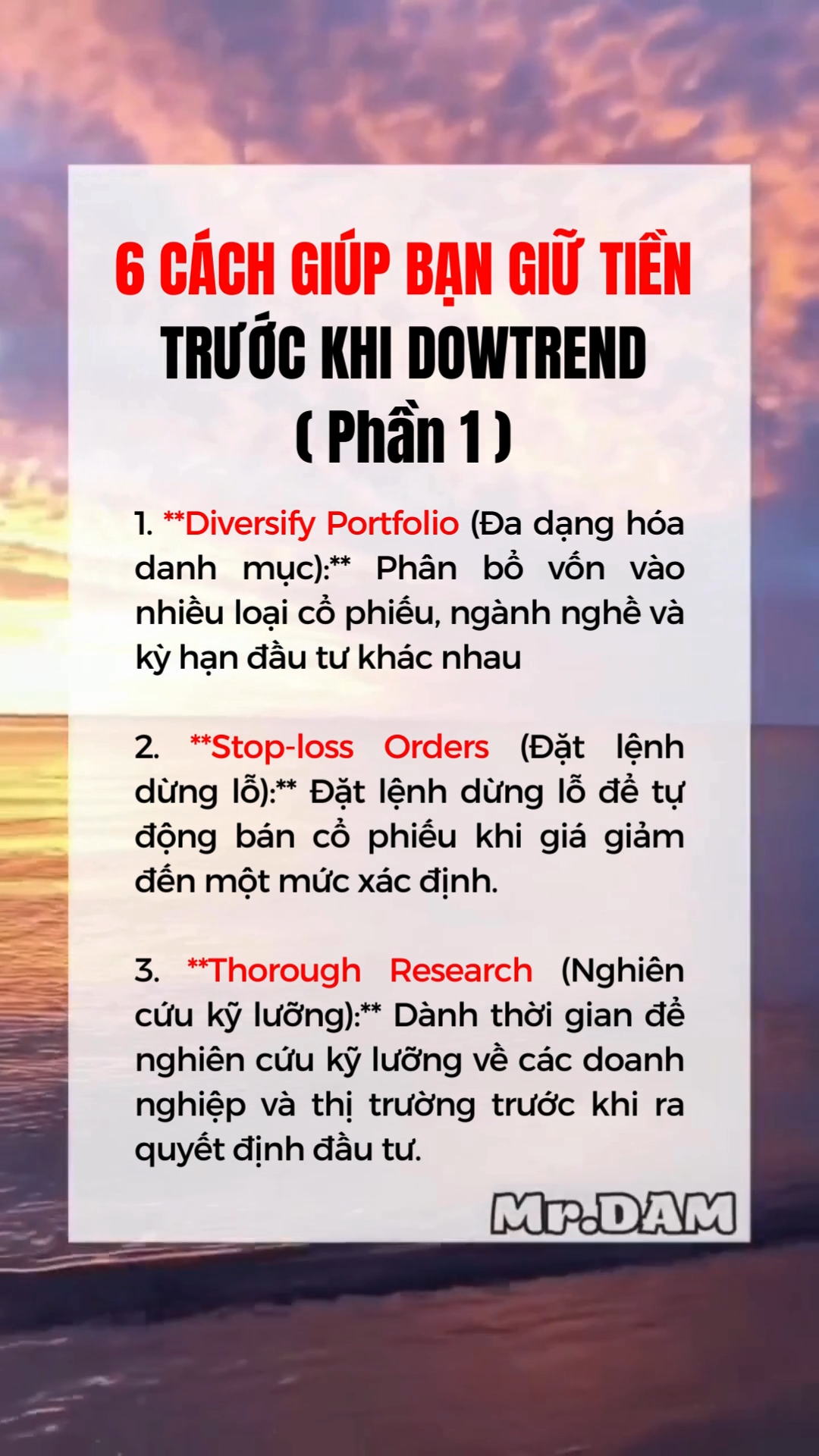 6 CÁCH GIÚP BẠN GIỮ TIỀN TRƯỚC KHI DOWTREND (PHẦN 