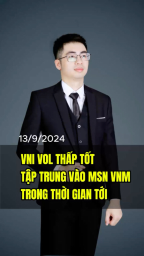 VNI VOL THẤP TỐT. TẬP TRUNG VÀO MSN VNM TRONG THỜI