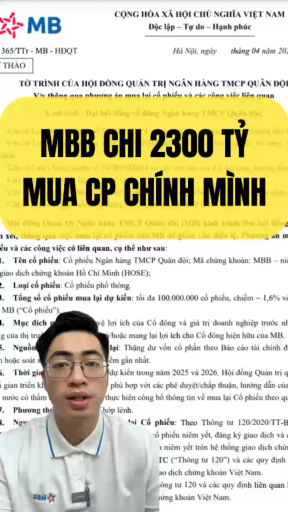 MBB chi hơn 2300 tỷ mua cổ phiếu quỹ. Cơ hội cho N
