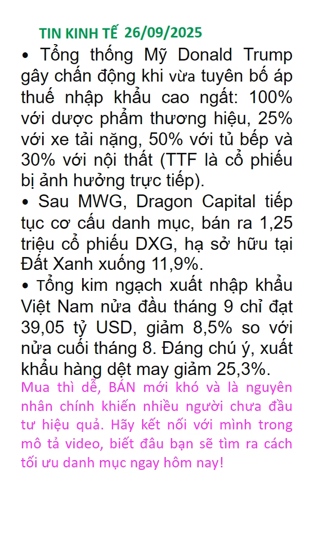 Tin kinh tế 26/9: Trump áp thuế sốc, Dragon Capita
