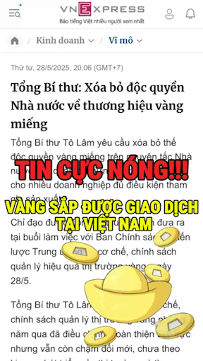 TIN CỰC NÓNG!!! Vàng sắp được giao dịch tại Việt N