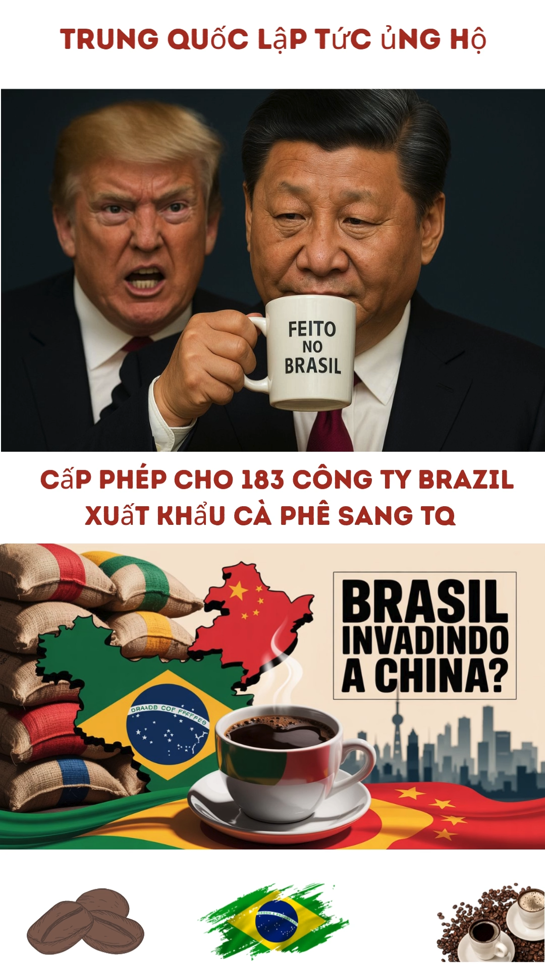  Trump đánh thuế 50% cà phê Brazil : Trung Quốc lậ