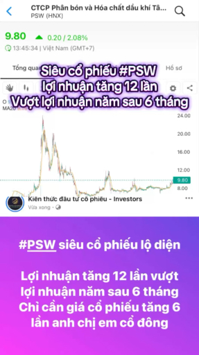 #PSW siêu cổ phiếu lộ diện
Lợi nhuận tăng 12 lần v