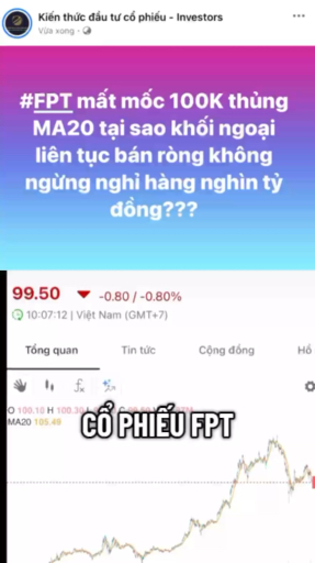 #FPT mất mốc 100K thủng MA20 tại sao khối ngoại li