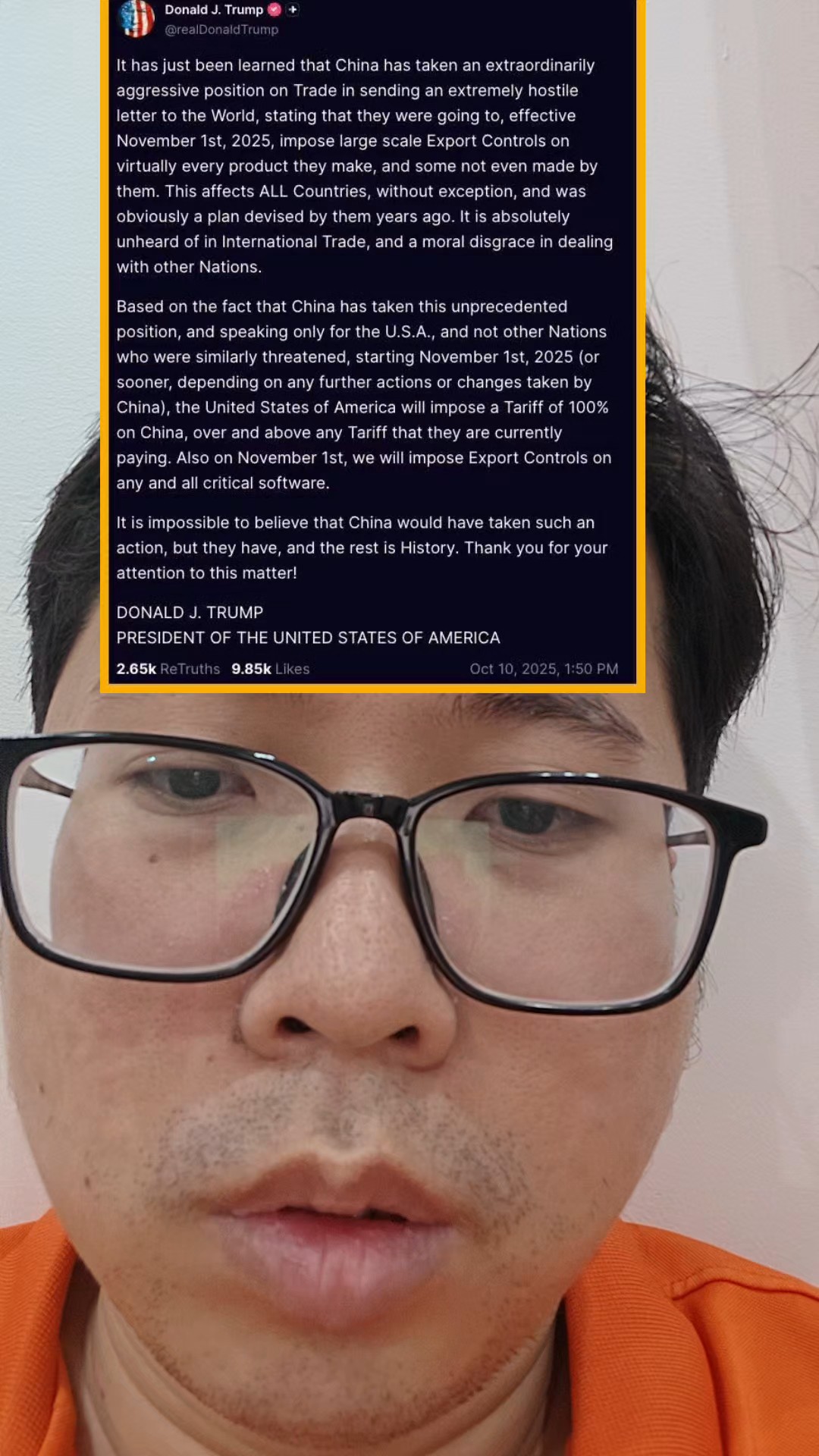 Trump áp thuế thêm 100% trung quốc