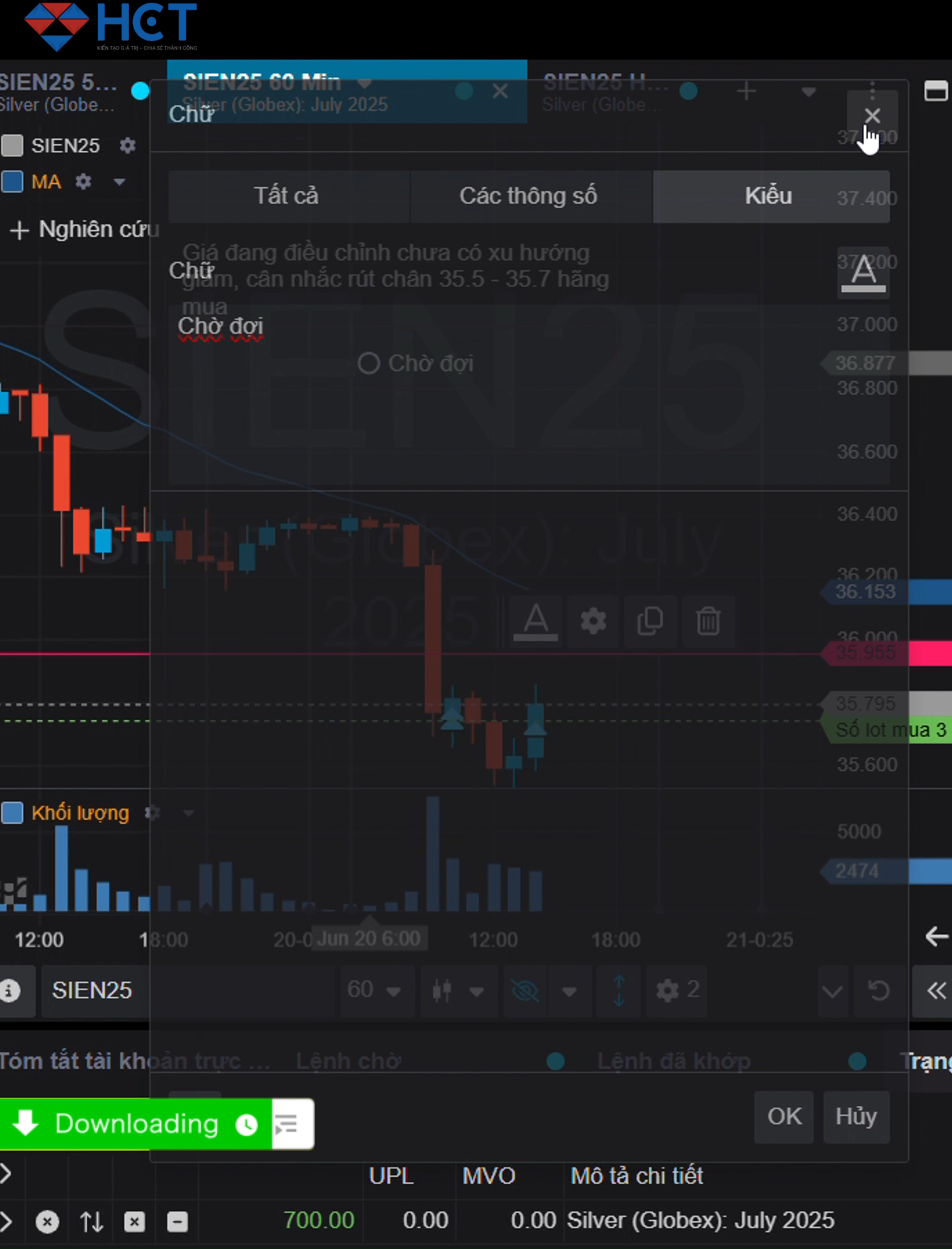 THỰC CHIẾN: BẠC (SIEN25) PHIÊN 20.6.2025 trên CQG