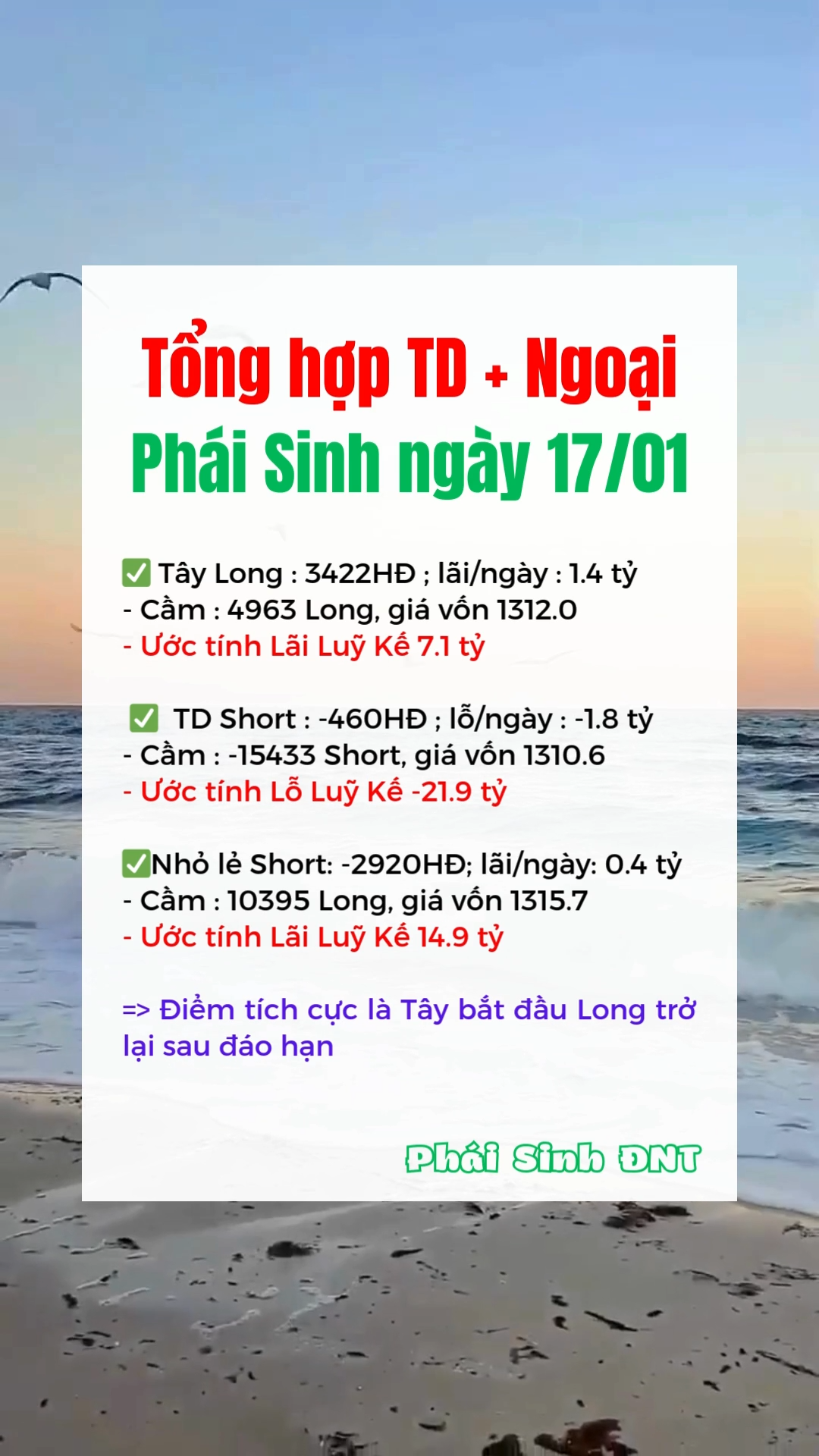 Tổng hợp TD + Ngoại/ Phái Sinh ngày 17/01/2025 