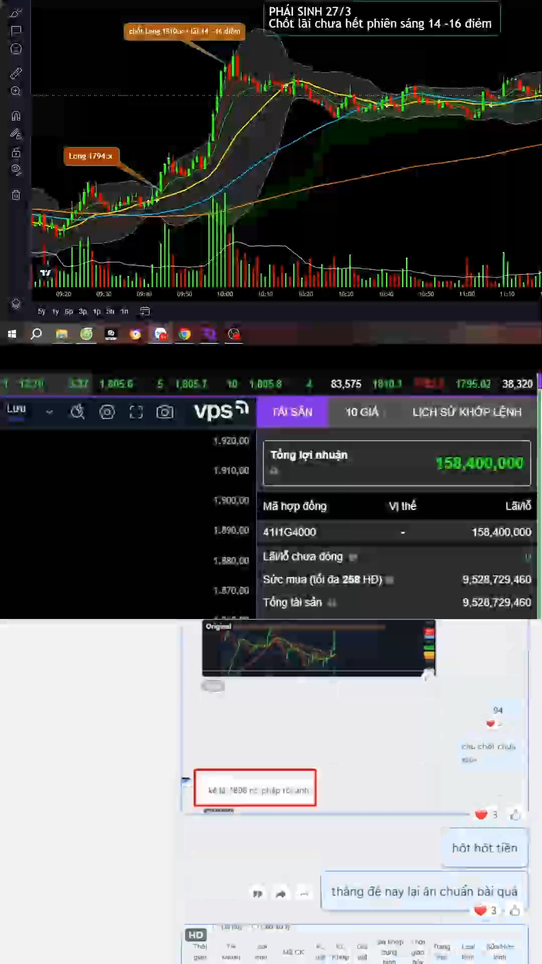 🍁 Phái sinh sáng 27/3  🍁 Bắt Long thành công 
Tí